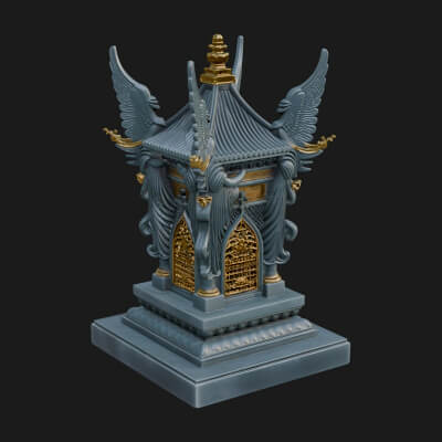 Winged Shrine Tower Design 3 3D Print Model