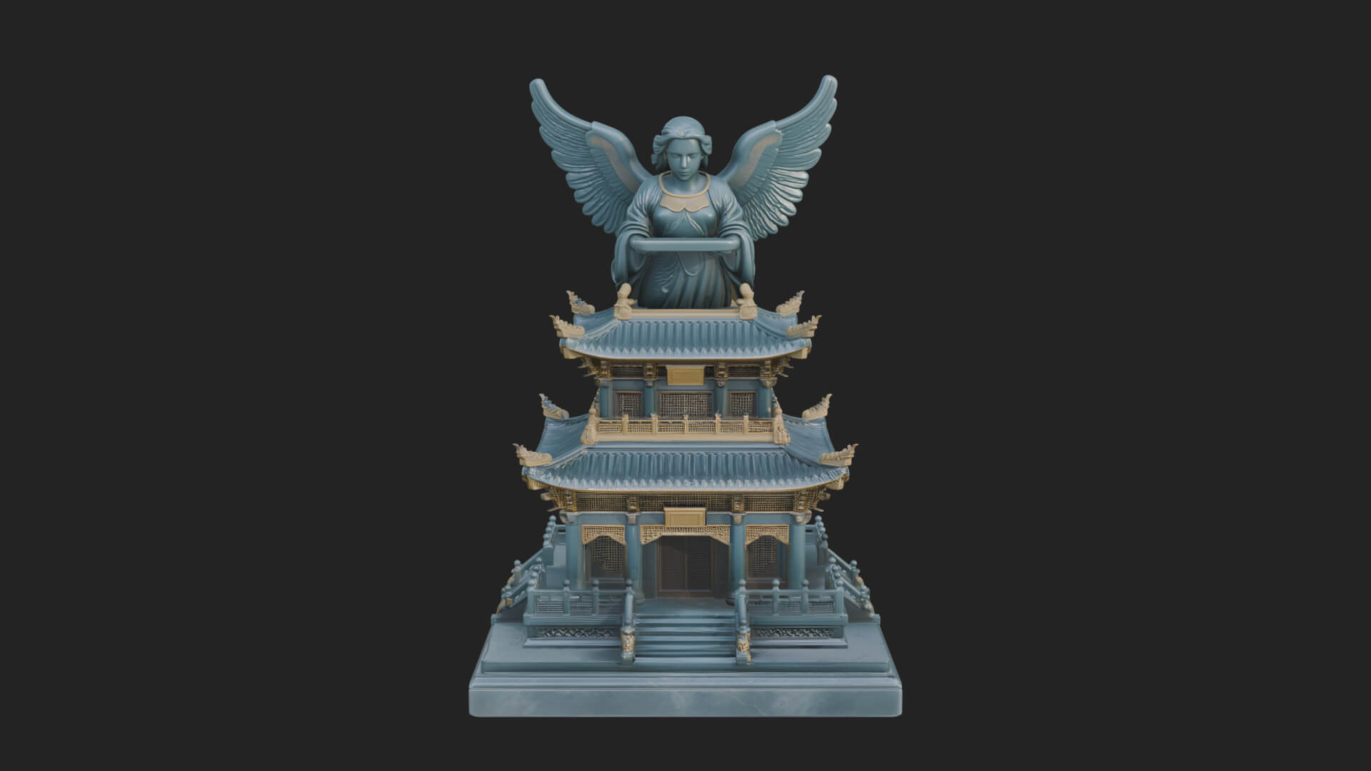 Winged Shrine Tower Design 4 3D Print Model 3D Model