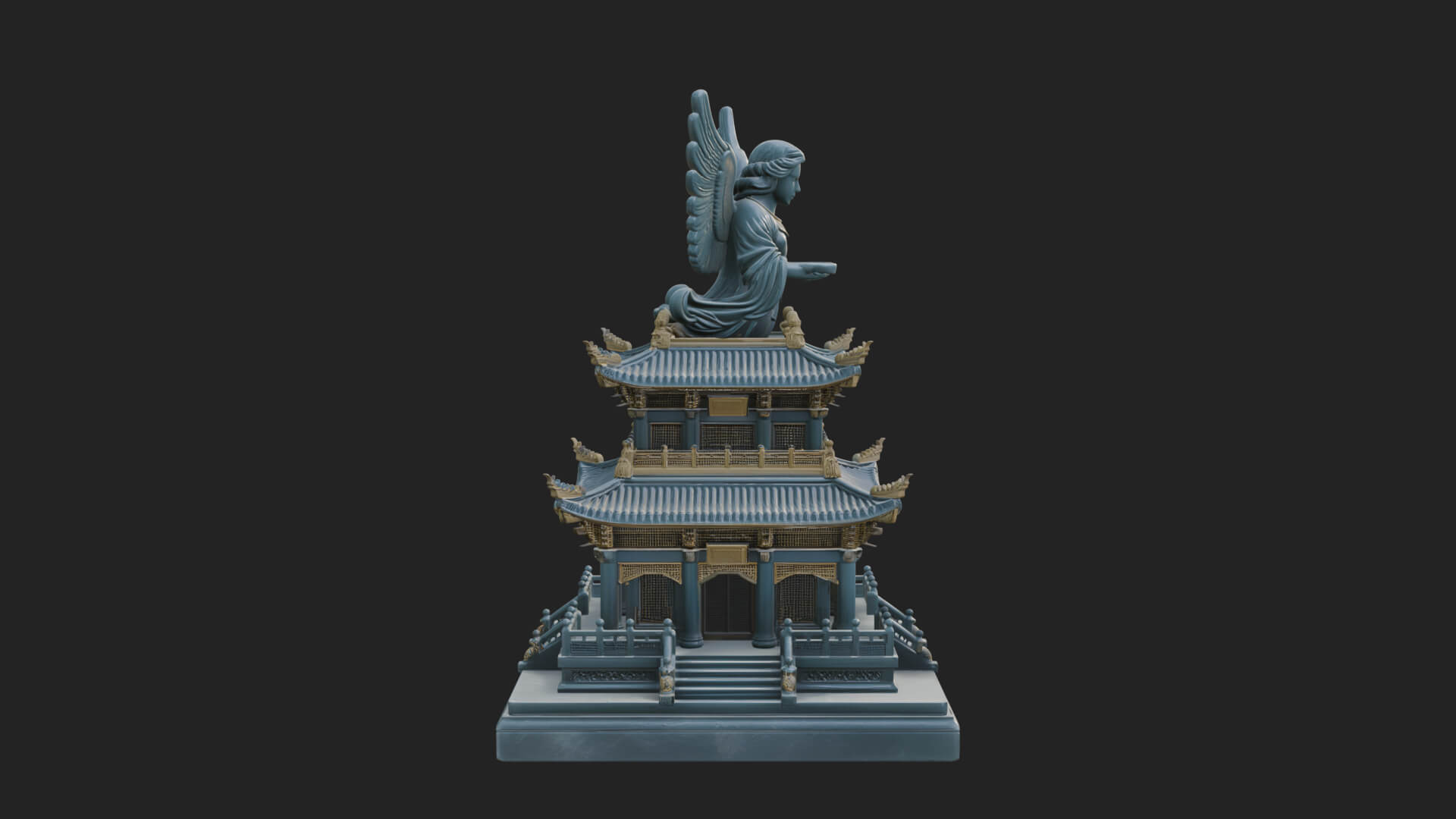 Winged Shrine Tower Design 4 3D Print Model 3D Model