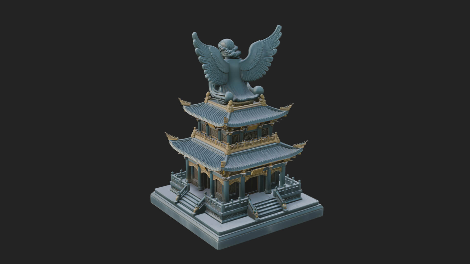 Winged Shrine Tower Design 4 3D Print Model 3D Model