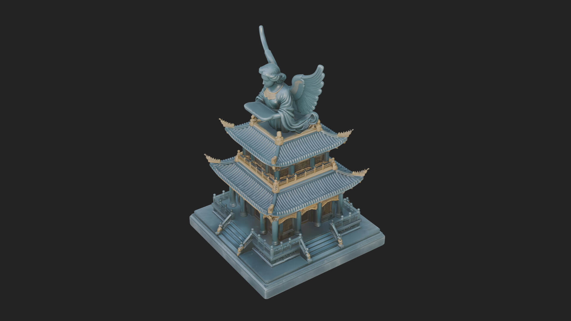 Winged Shrine Tower Design 4 3D Print Model 3D Model