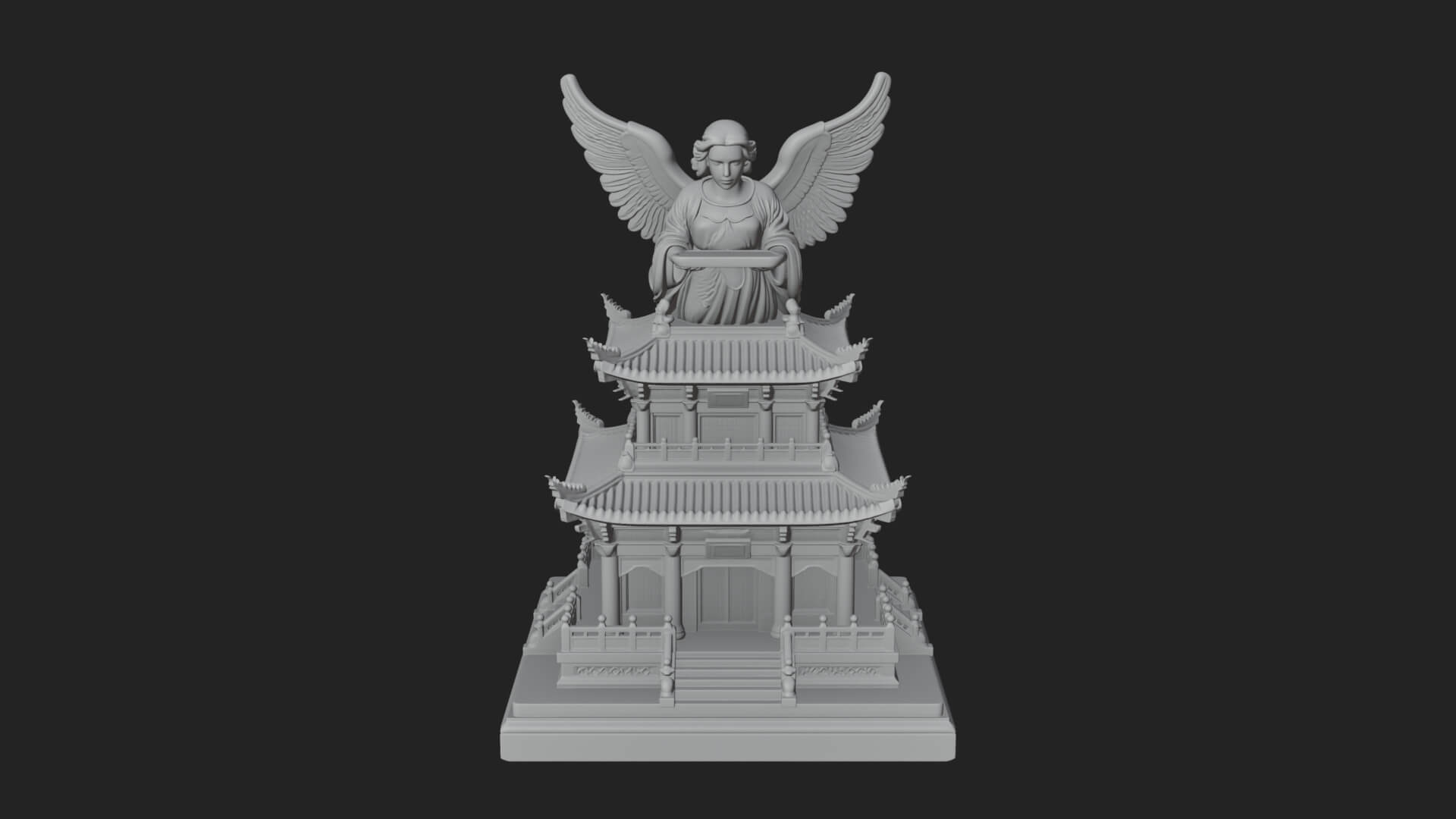 Winged Shrine Tower Design 4 3D Print Model 3D Model