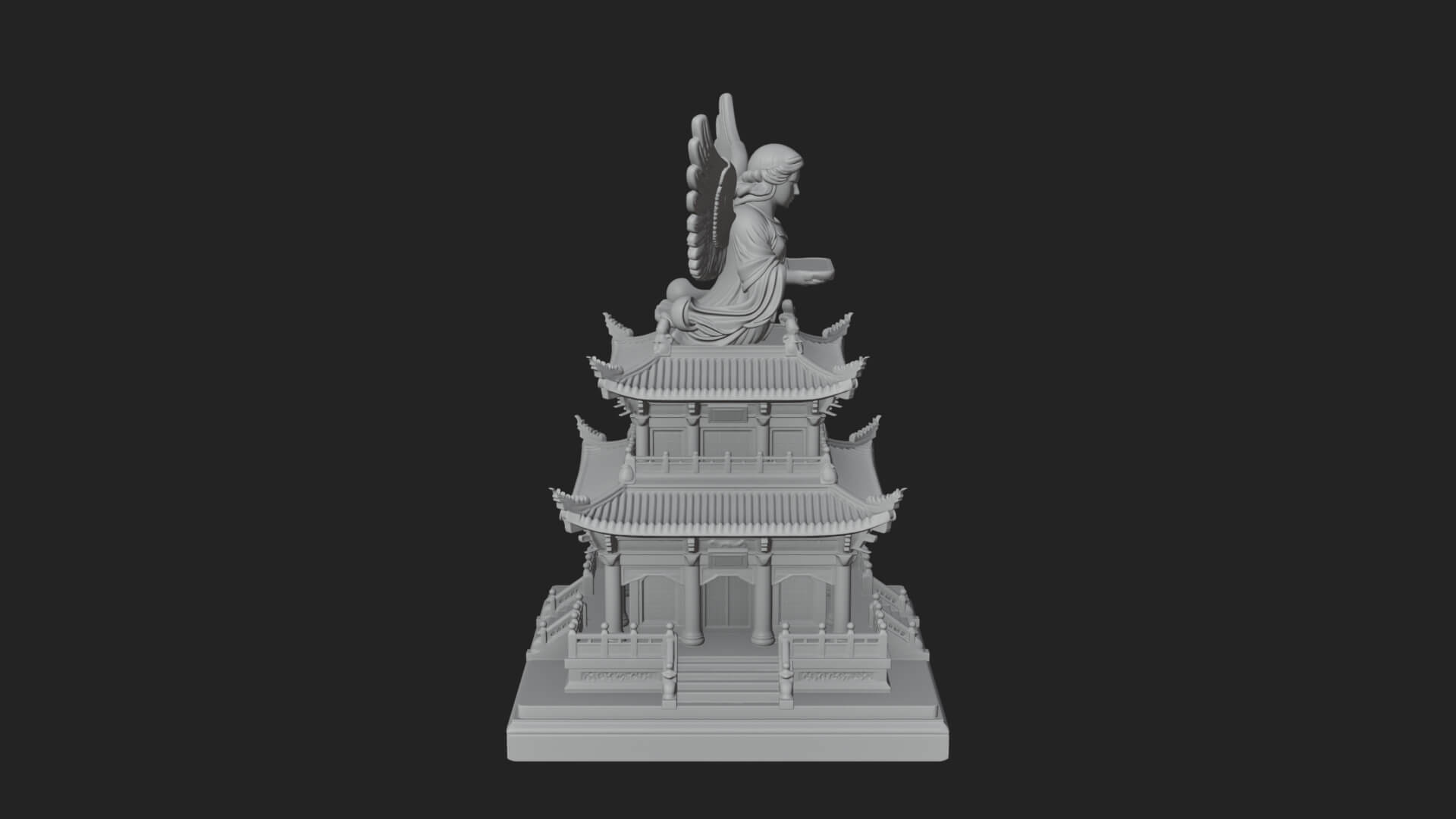 Winged Shrine Tower Design 4 3D Print Model 3D Model