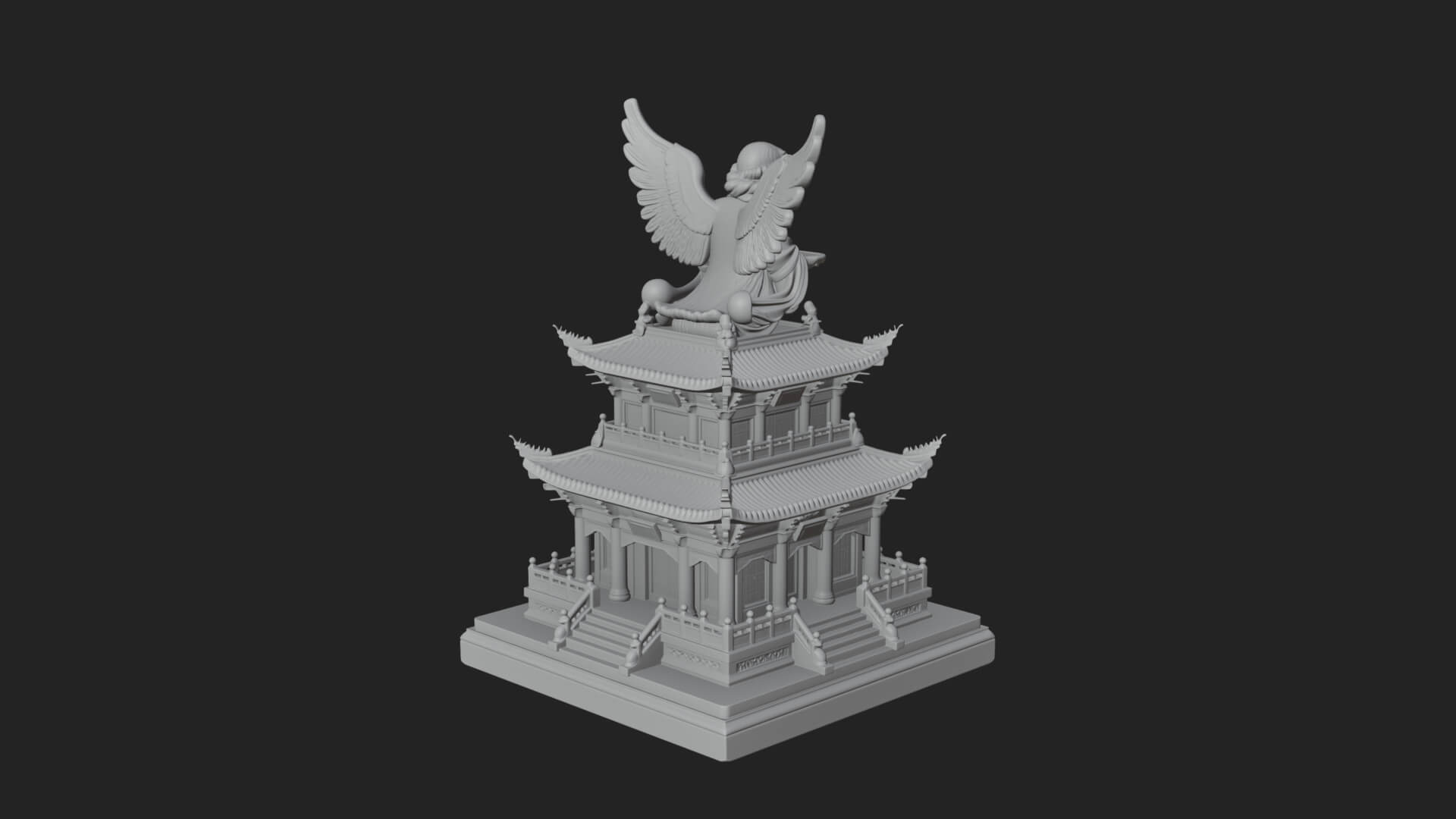 Winged Shrine Tower Design 4 3D Print Model 3D Model