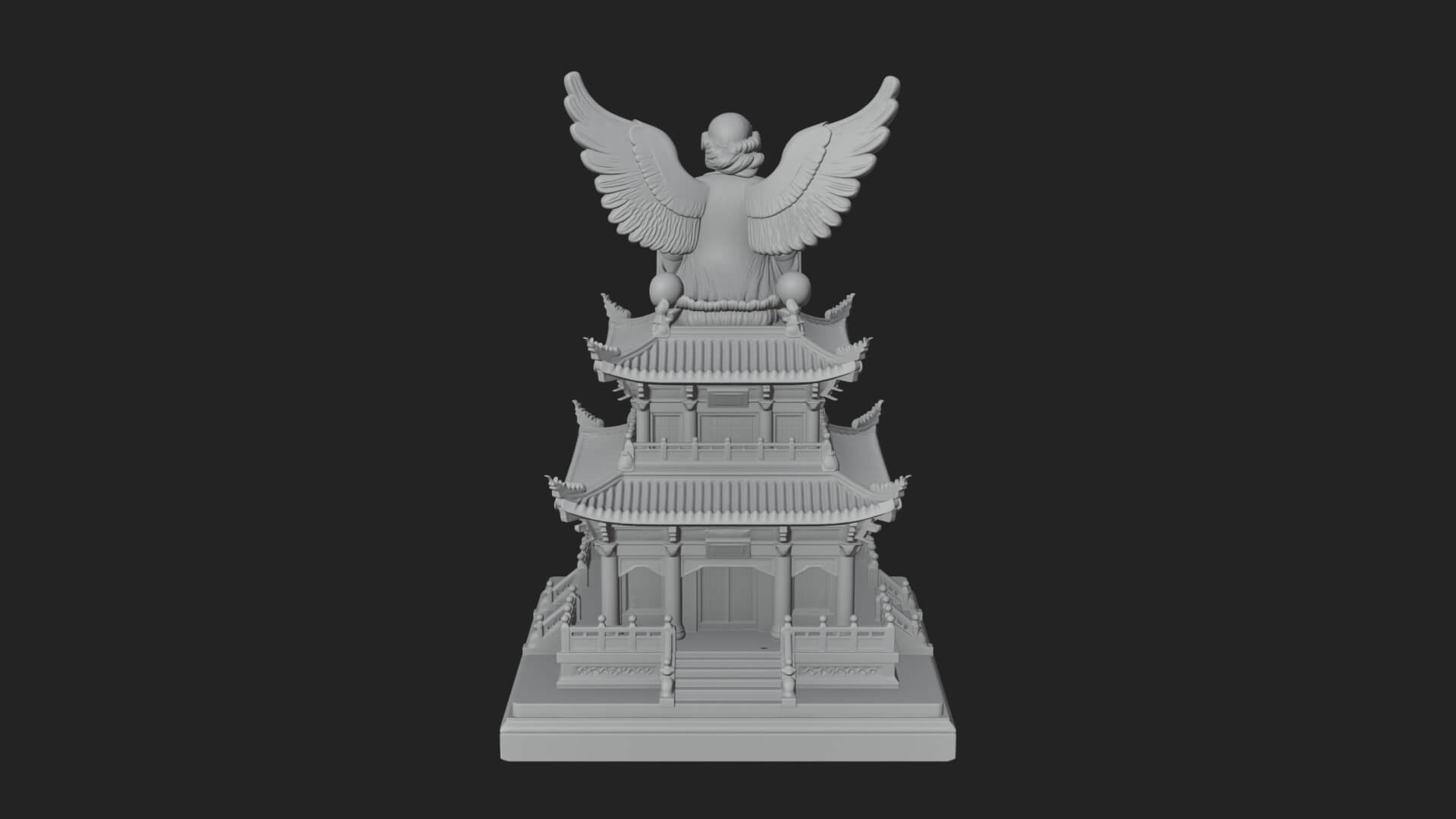Winged Shrine Tower Design 4 3D Print Model 3D Model