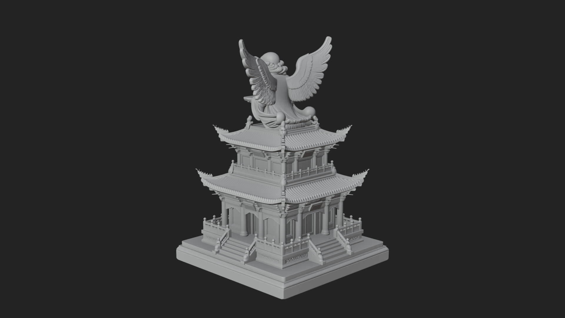Winged Shrine Tower Design 4 3D Print Model 3D Model