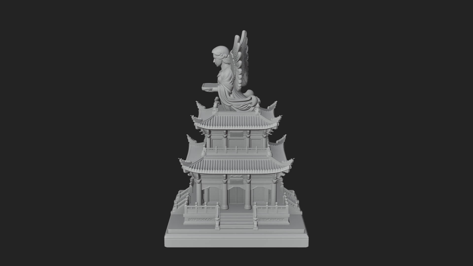 Winged Shrine Tower Design 4 3D Print Model 3D Model