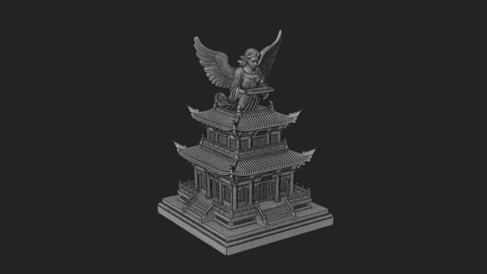 Winged Shrine Tower Design 4 3D Print Model 3D Model