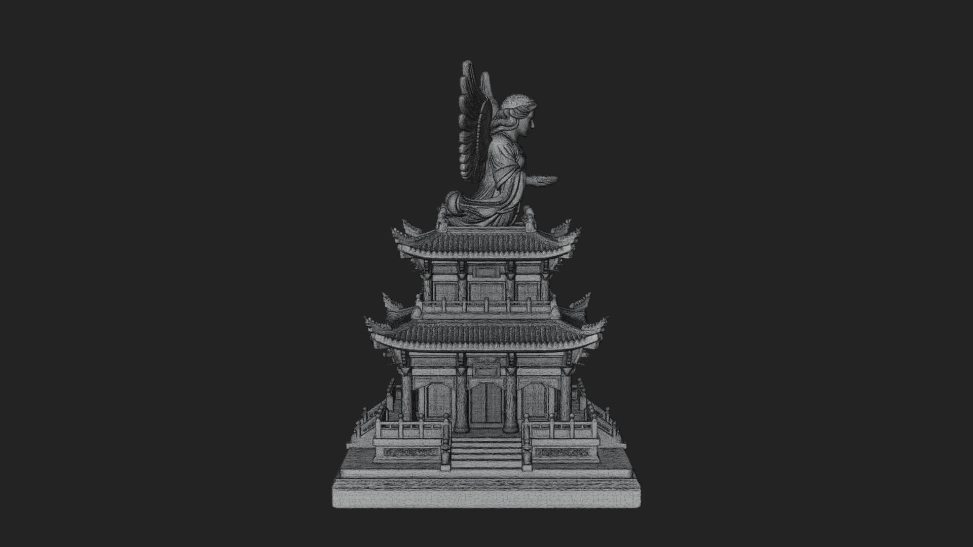 Winged Shrine Tower Design 4 3D Print Model 3D Model