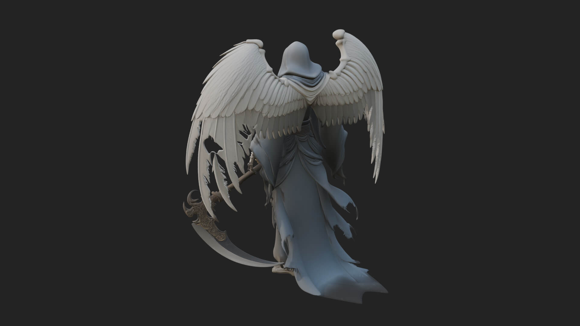 Winged Skeleton Reaper Statue Design 1 3D Print Model 3D Model