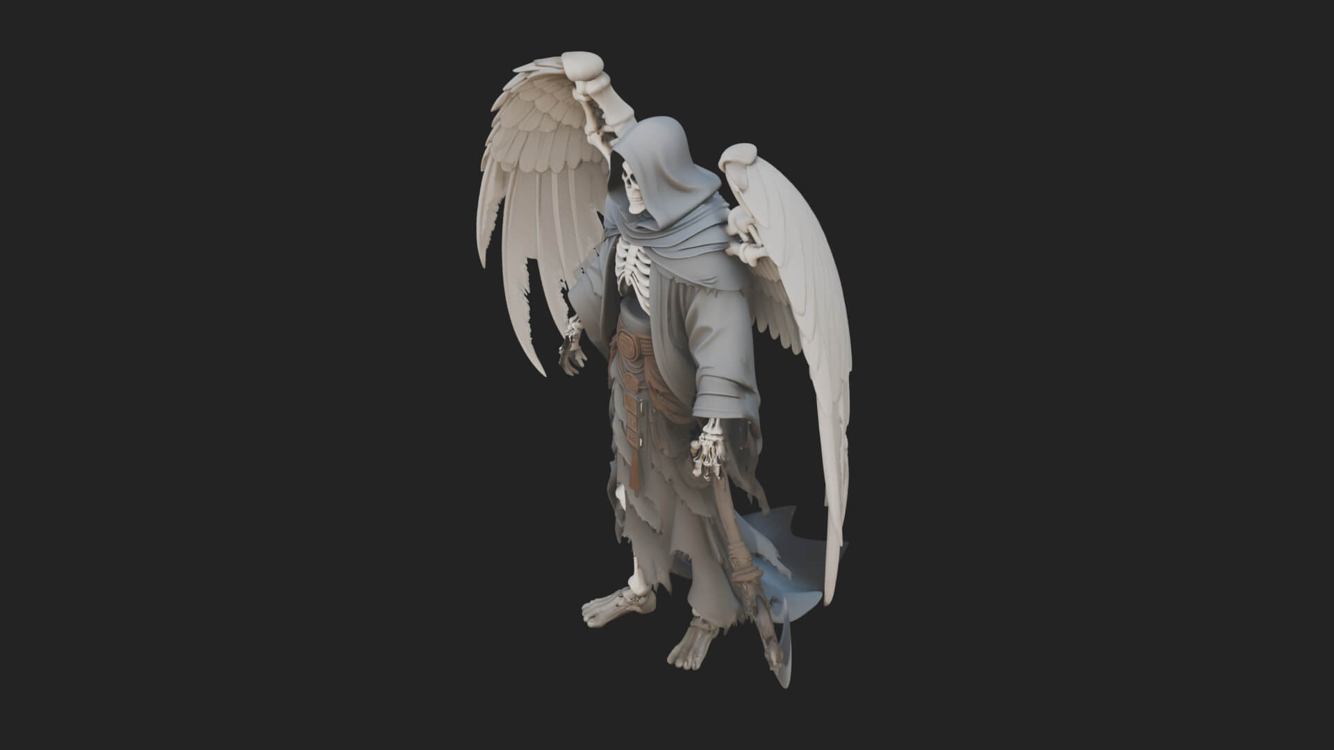 Winged Skeleton Reaper Statue Design 1 3D Print Model 3D Model