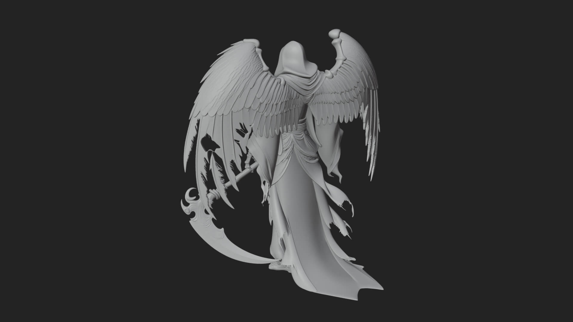 Winged Skeleton Reaper Statue Design 1 3D Print Model 3D Model