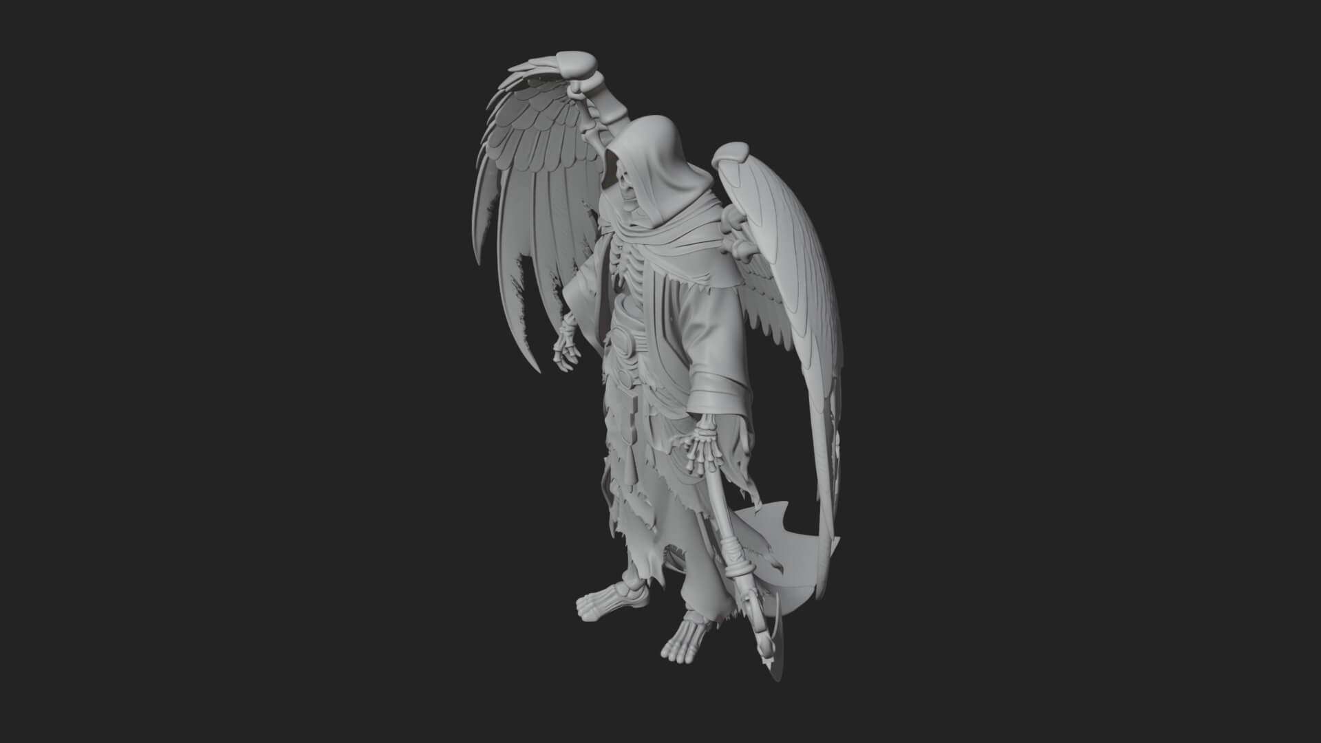 Winged Skeleton Reaper Statue Design 1 3D Print Model 3D Model