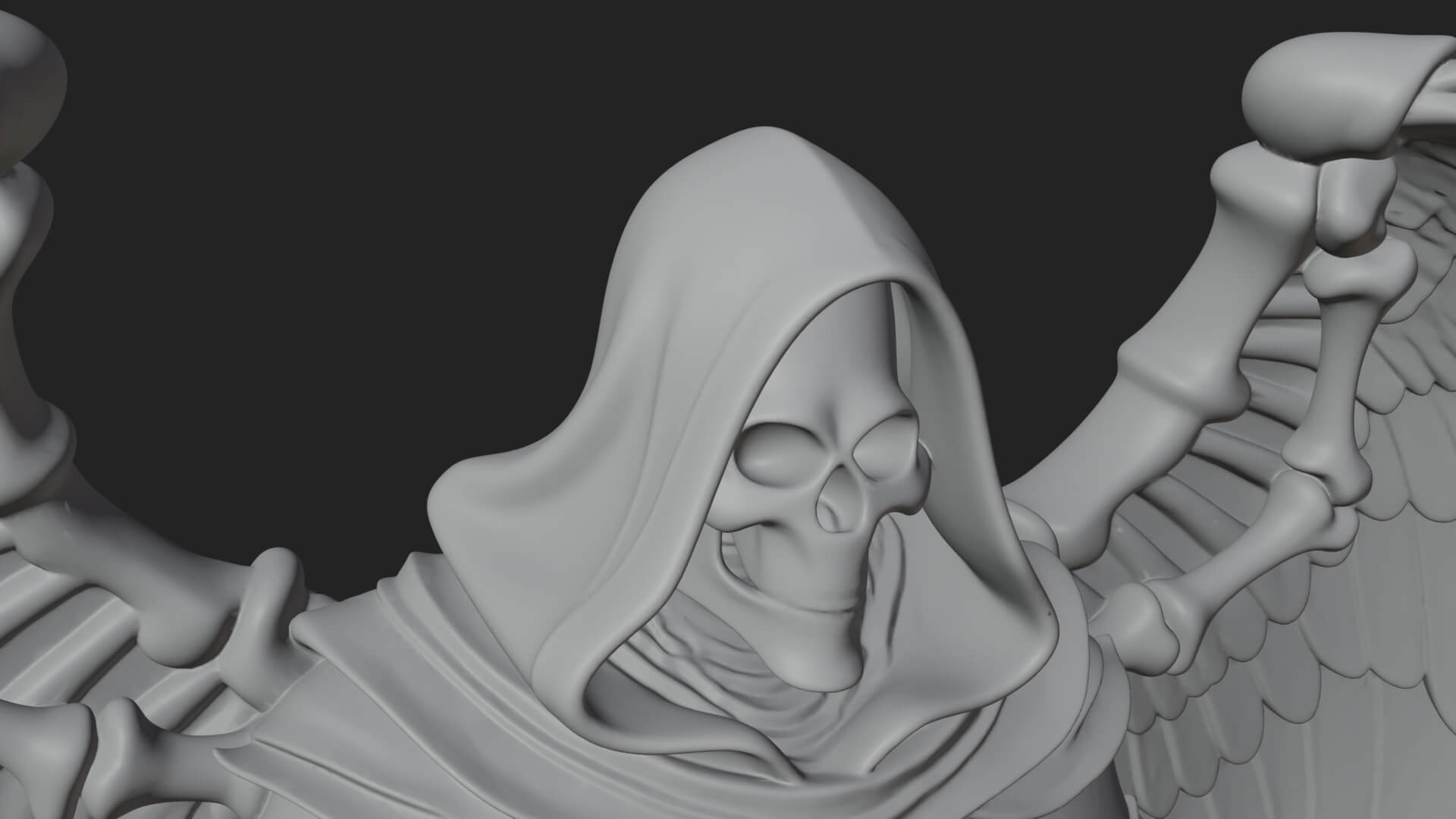 Winged Skeleton Reaper Statue Design 1 3D Print Model 3D Model
