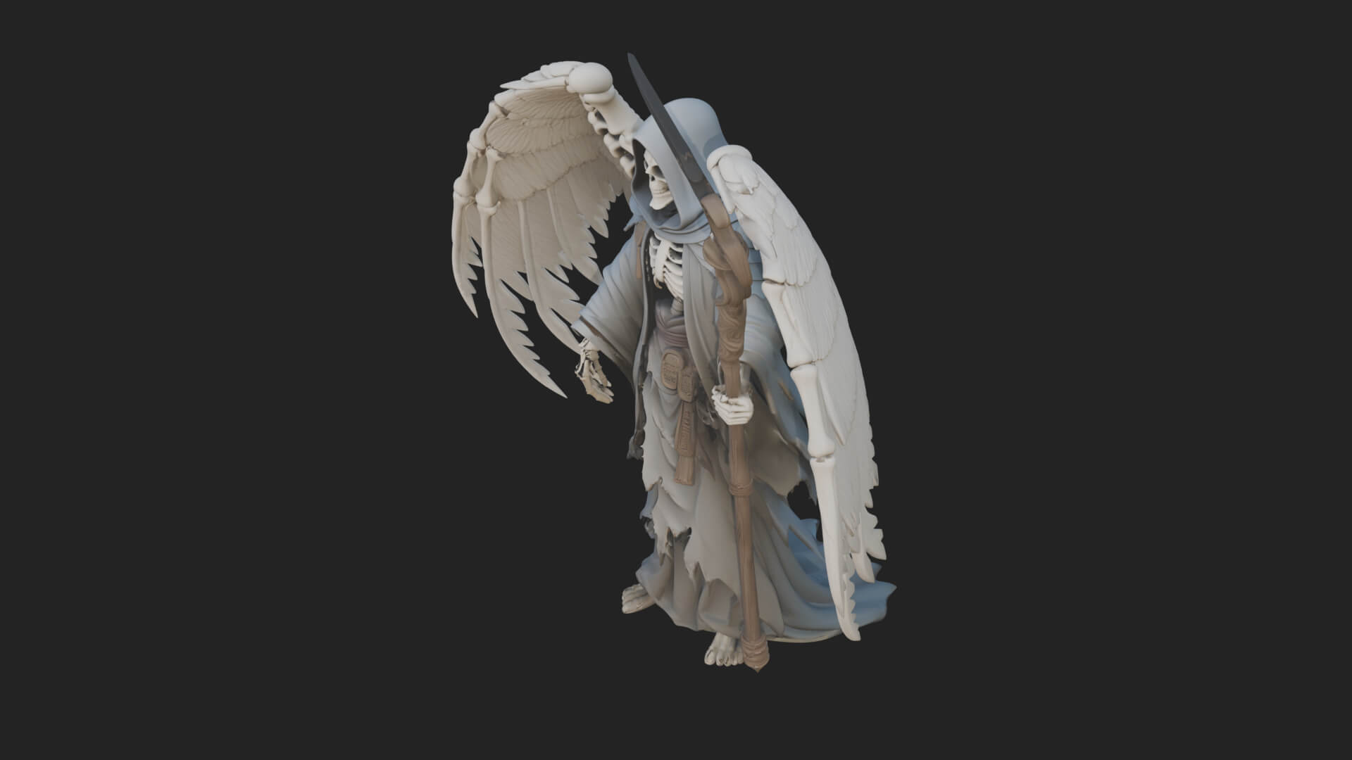 Winged Skeleton Reaper Statue Design 2 3D Print Model 3D Model