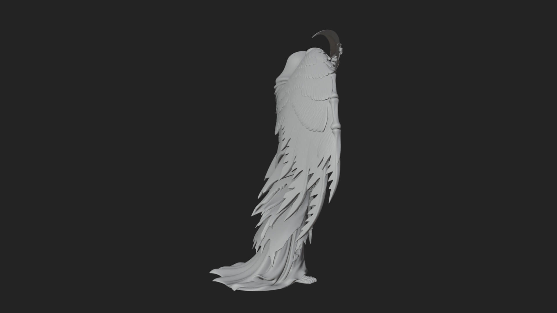 Winged Skeleton Reaper Statue Design 2 3D Print Model 3D Model