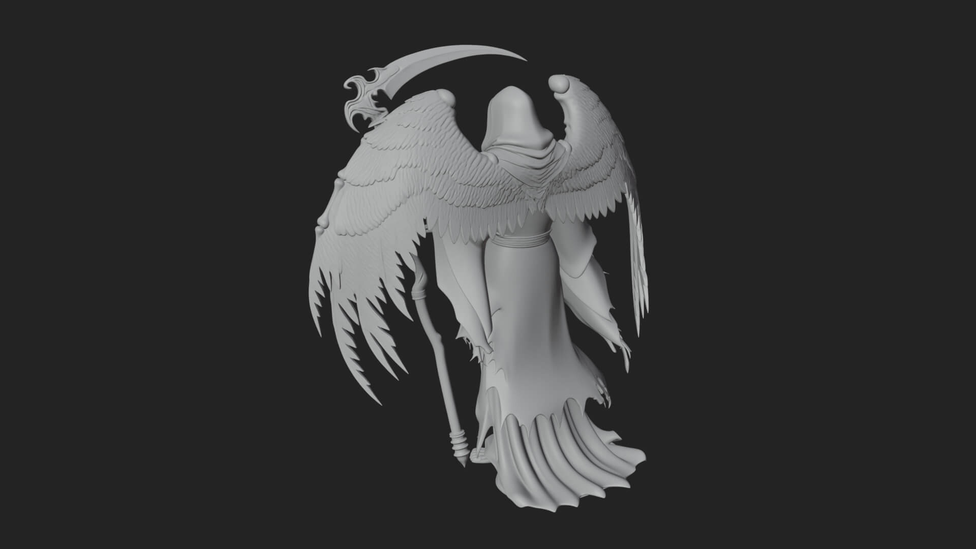 Winged Skeleton Reaper Statue Design 2 3D Print Model 3D Model