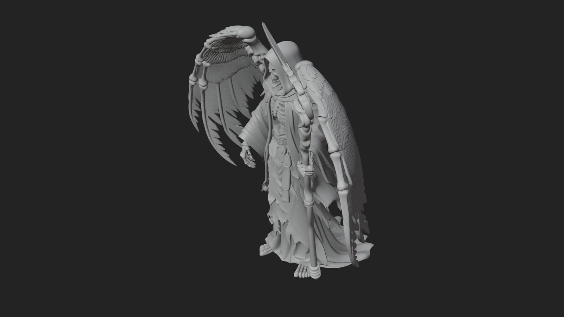 Winged Skeleton Reaper Statue Design 2 3D Print Model 3D Model