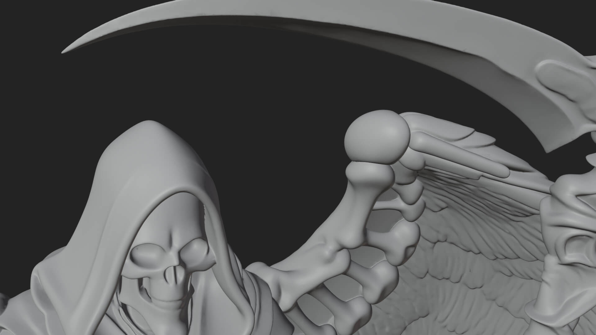 Winged Skeleton Reaper Statue Design 2 3D Print Model 3D Model