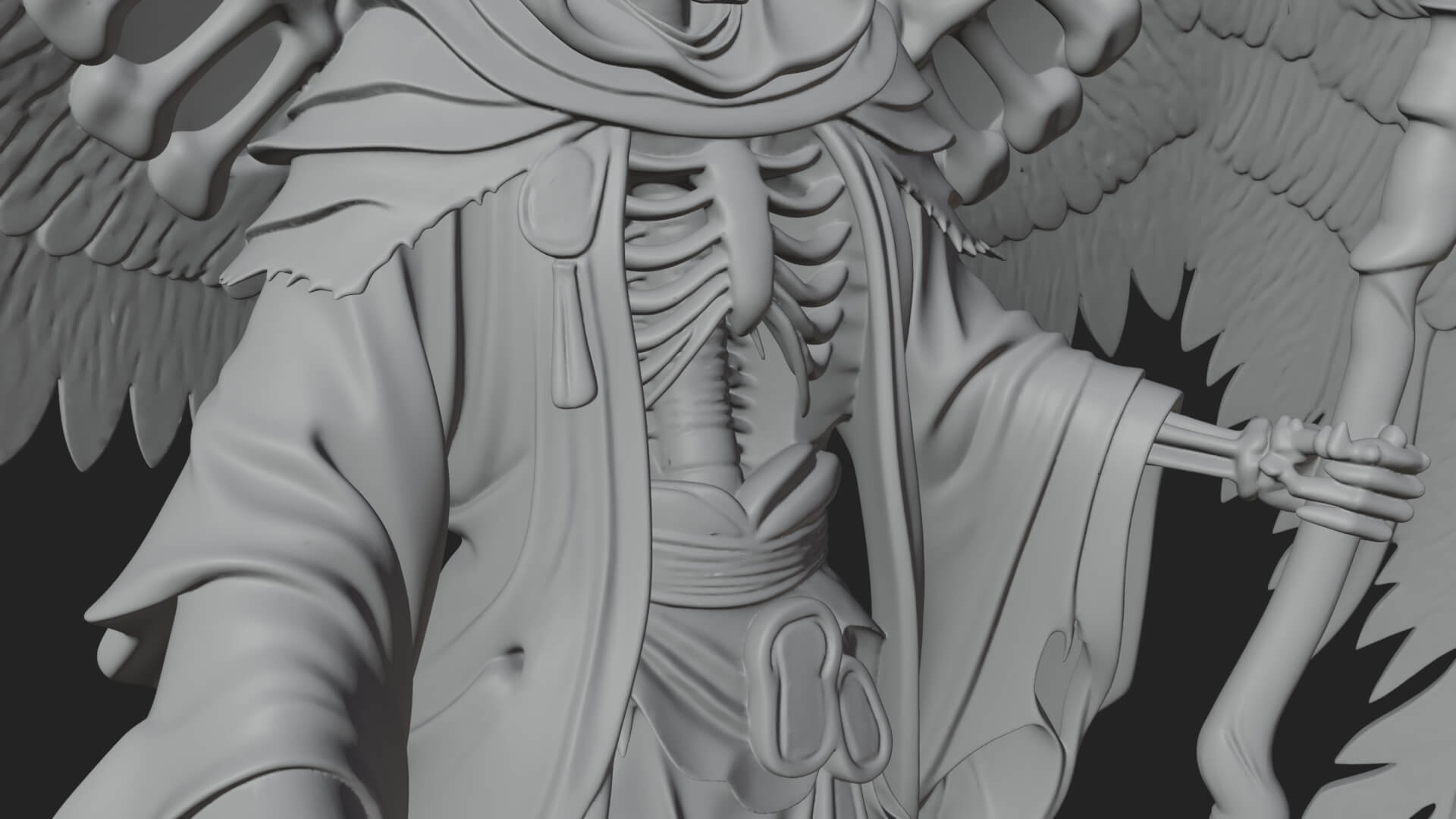 Winged Skeleton Reaper Statue Design 2 3D Print Model 3D Model