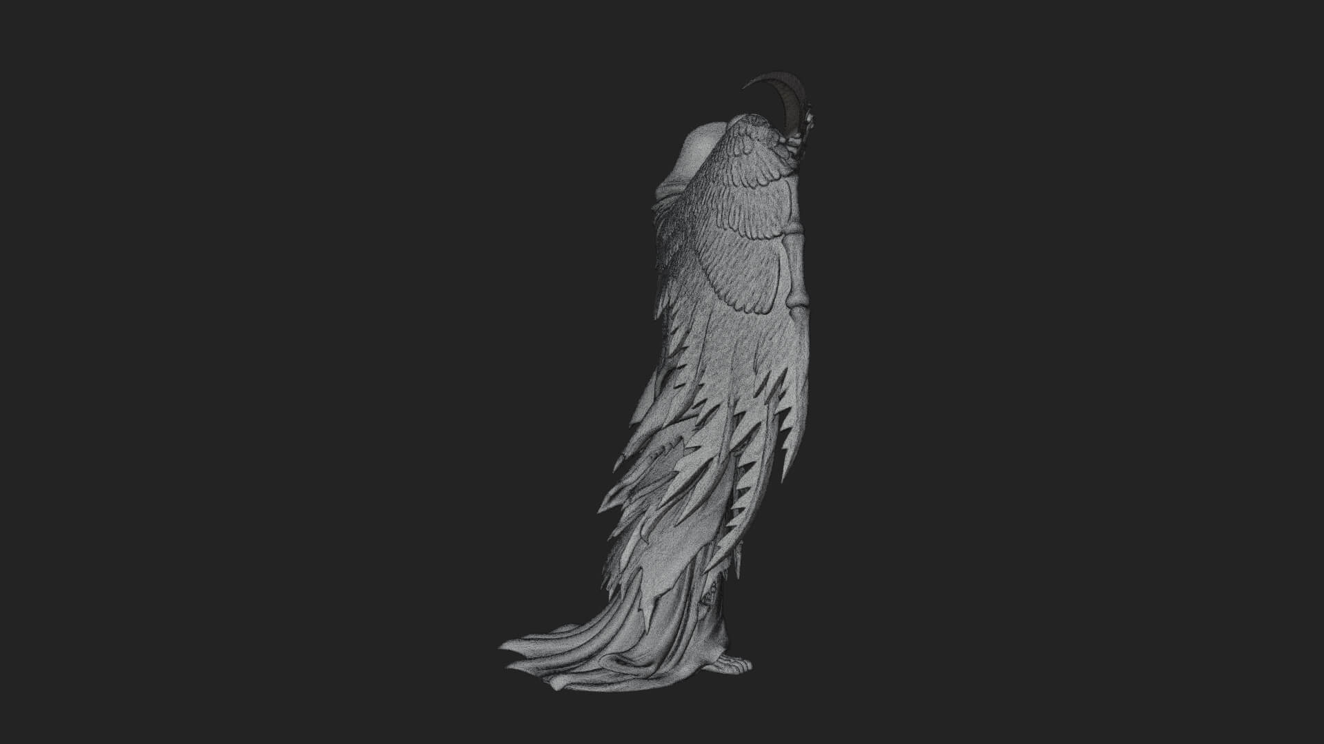 Winged Skeleton Reaper Statue Design 2 3D Print Model 3D Model