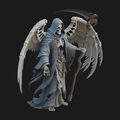 Winged Skeleton Reaper Statue Design 2 3D Print Model