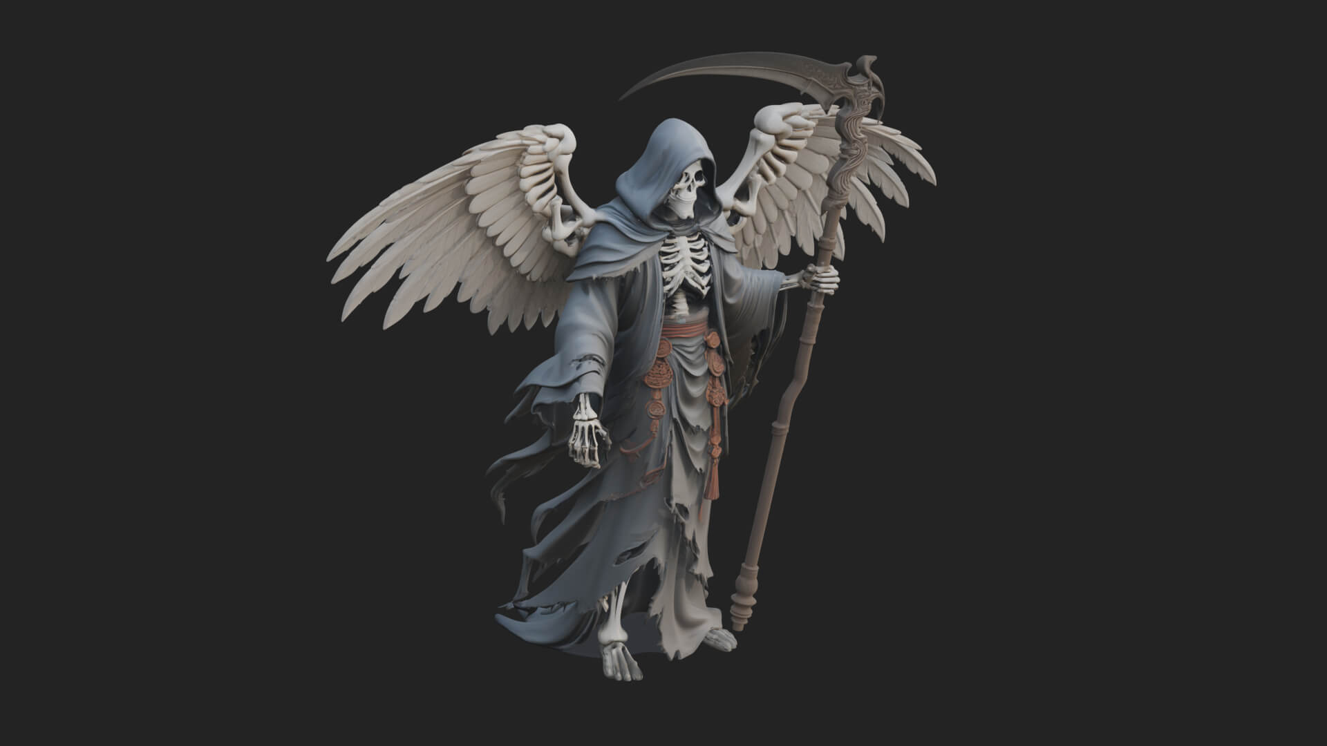 Winged Skeleton Reaper Statue Design 3 3D Print Model 3D Model