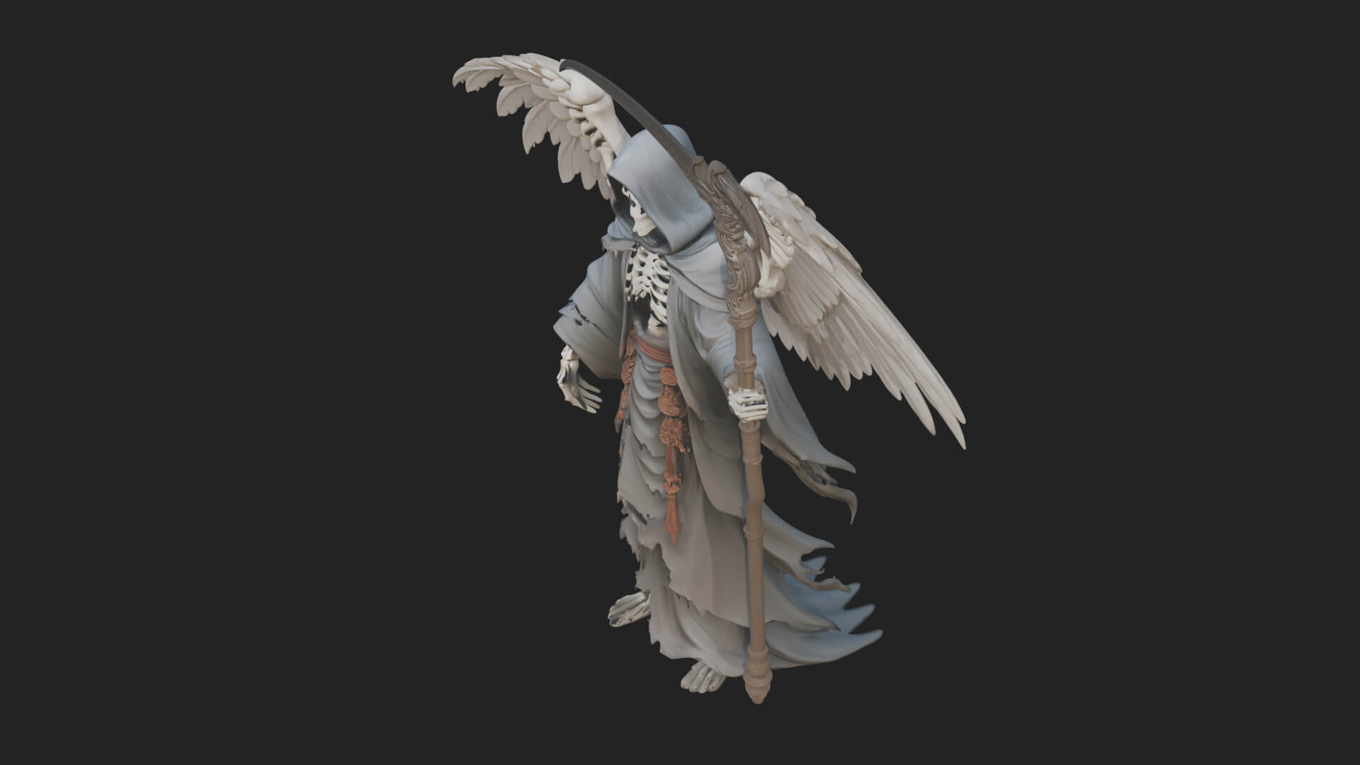 Winged Skeleton Reaper Statue Design 3 3D Print Model 3D Model