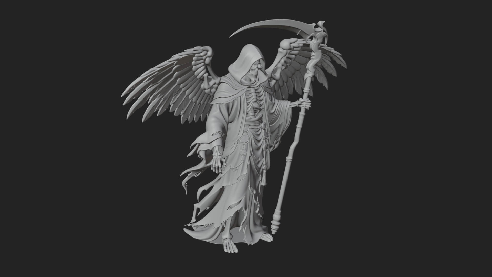 Winged Skeleton Reaper Statue Design 3 3D Print Model 3D Model