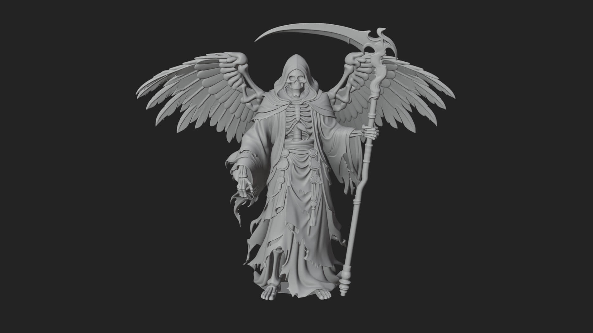 Winged Skeleton Reaper Statue Design 3 3D Print Model 3D Model