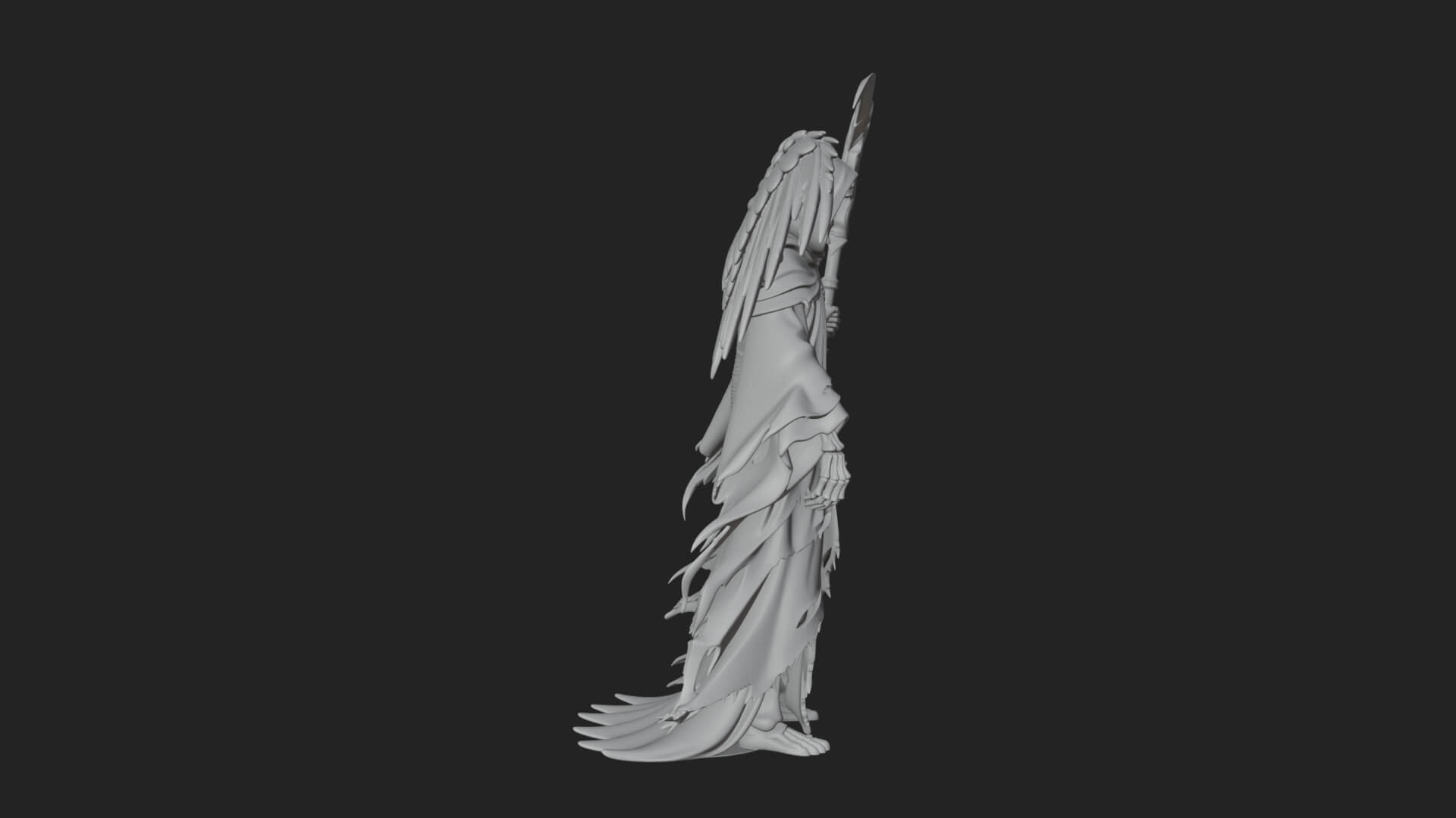 Winged Skeleton Reaper Statue Design 3 3D Print Model 3D Model