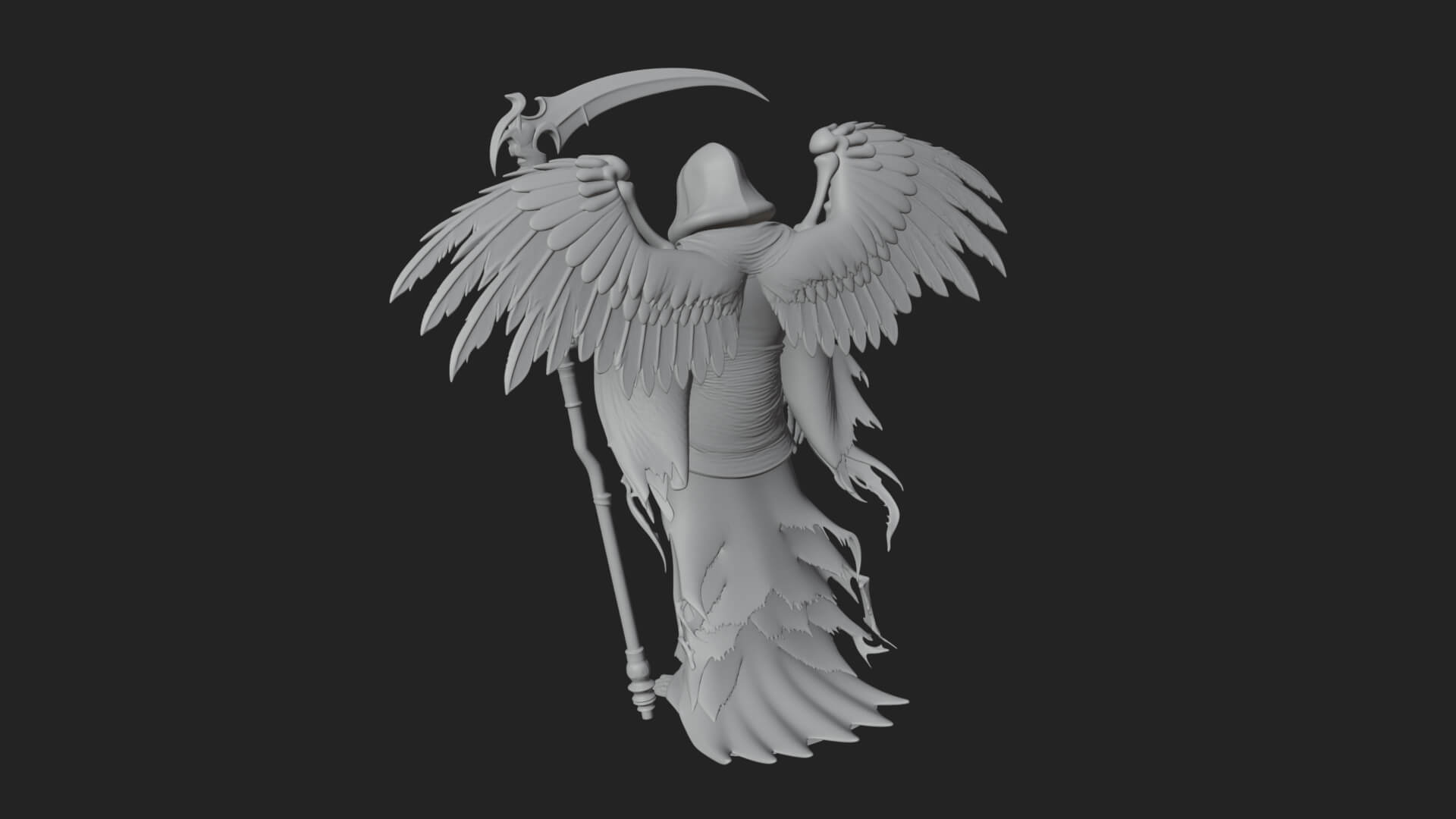 Winged Skeleton Reaper Statue Design 3 3D Print Model 3D Model
