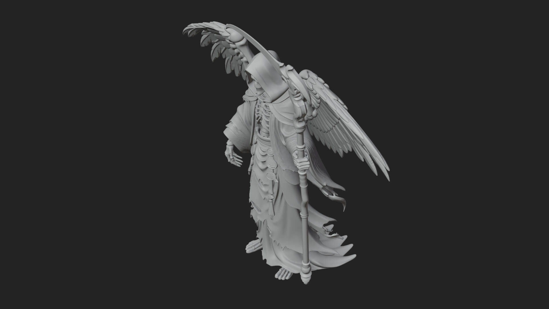 Winged Skeleton Reaper Statue Design 3 3D Print Model 3D Model