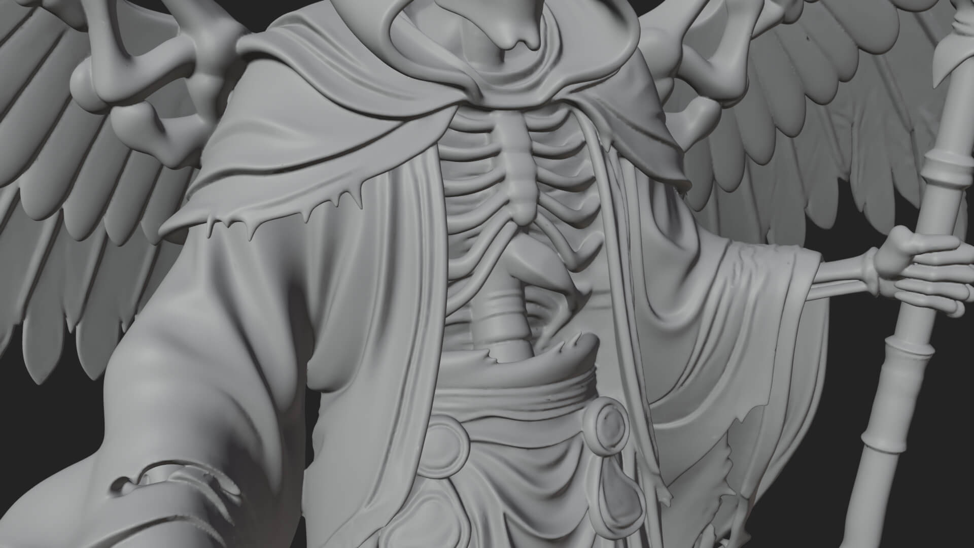 Winged Skeleton Reaper Statue Design 3 3D Print Model 3D Model