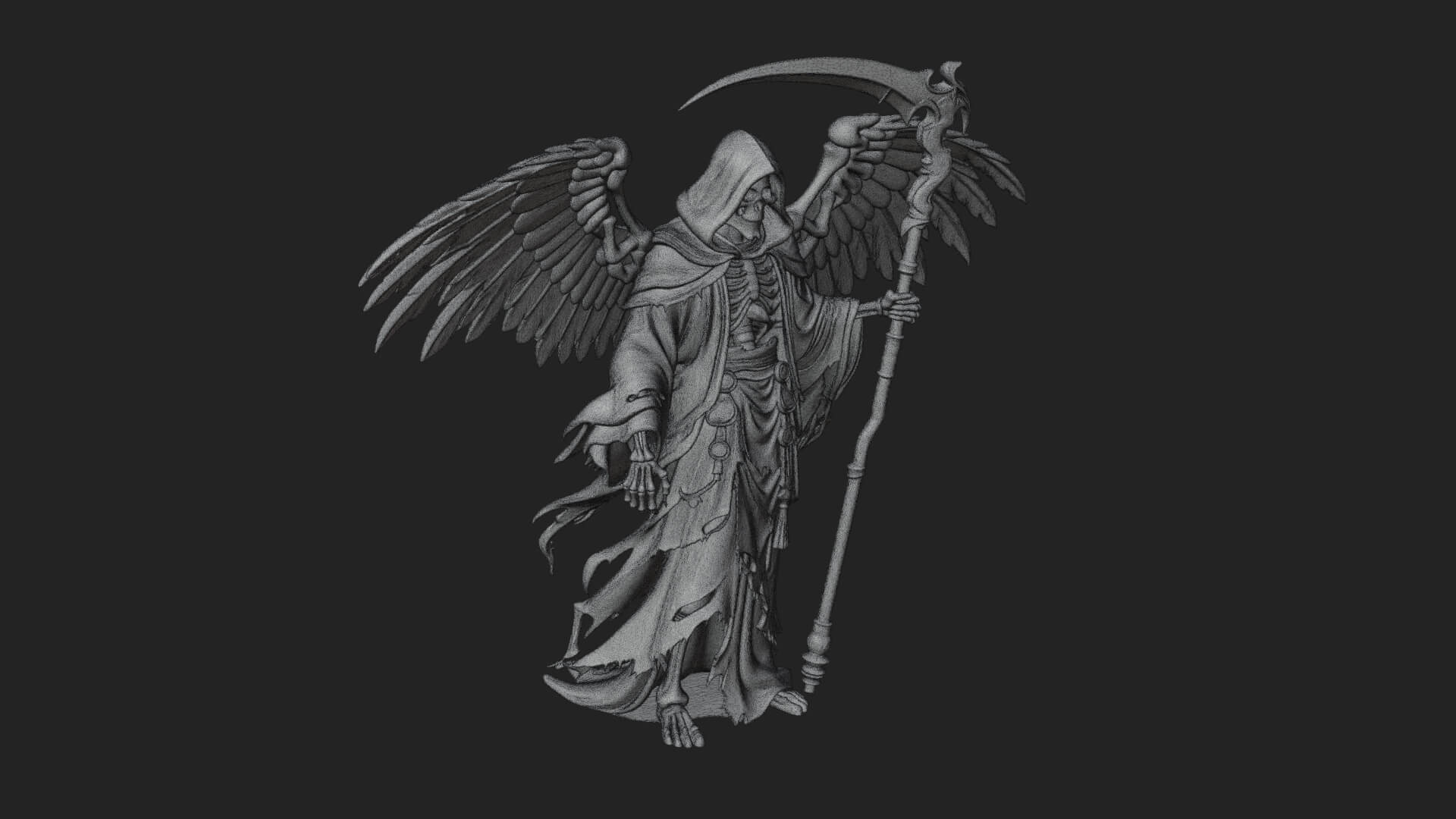 Winged Skeleton Reaper Statue Design 3 3D Print Model 3D Model
