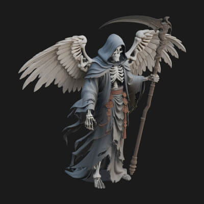 Winged Skeleton Reaper Statue Design 3 3D Print Model