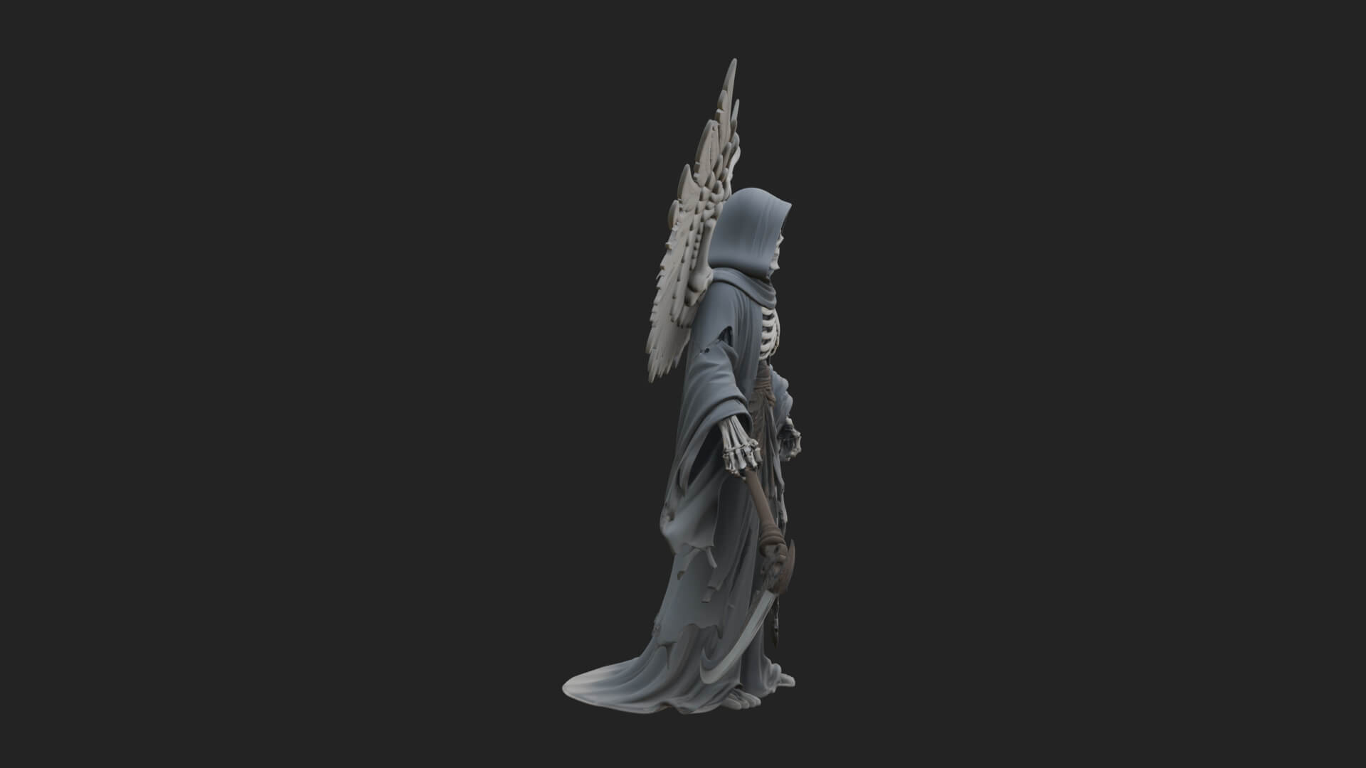 Winged Skeleton Reaper Statue Design 4 3D Print Model 3D Model