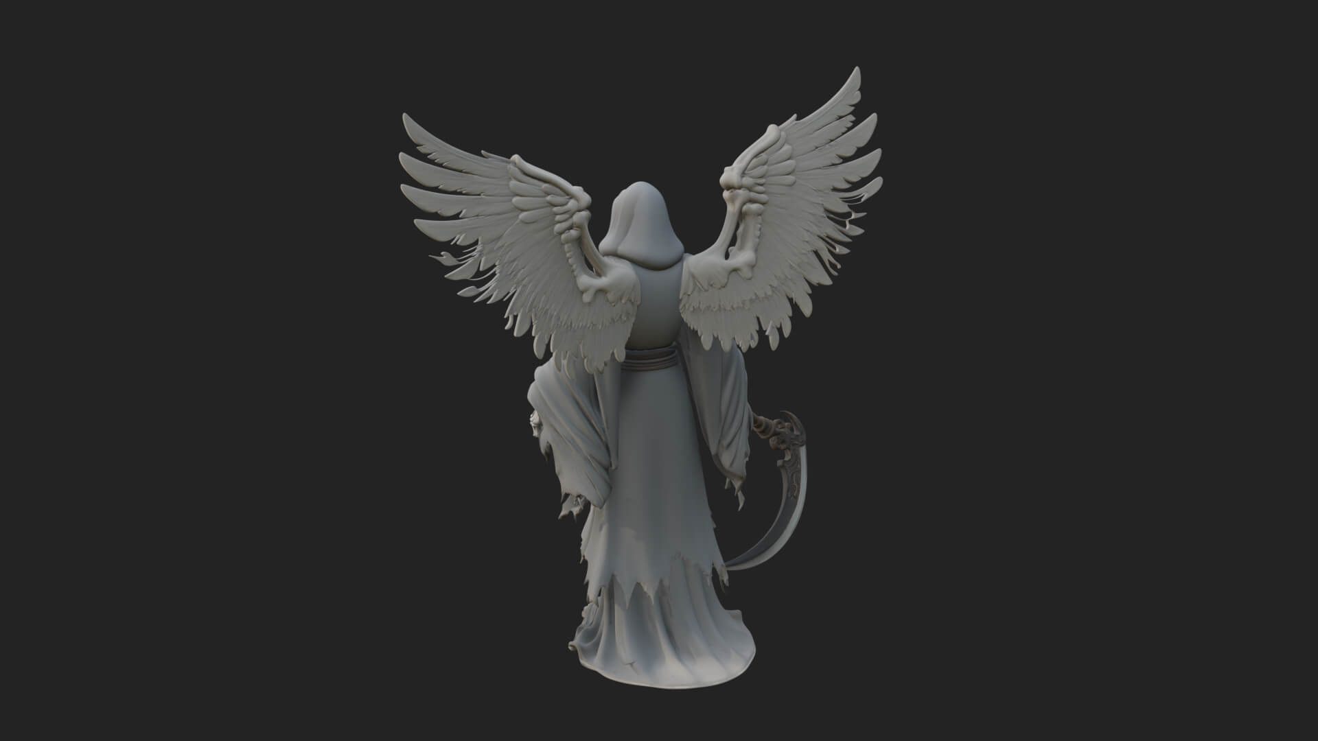 Winged Skeleton Reaper Statue Design 4 3D Print Model 3D Model