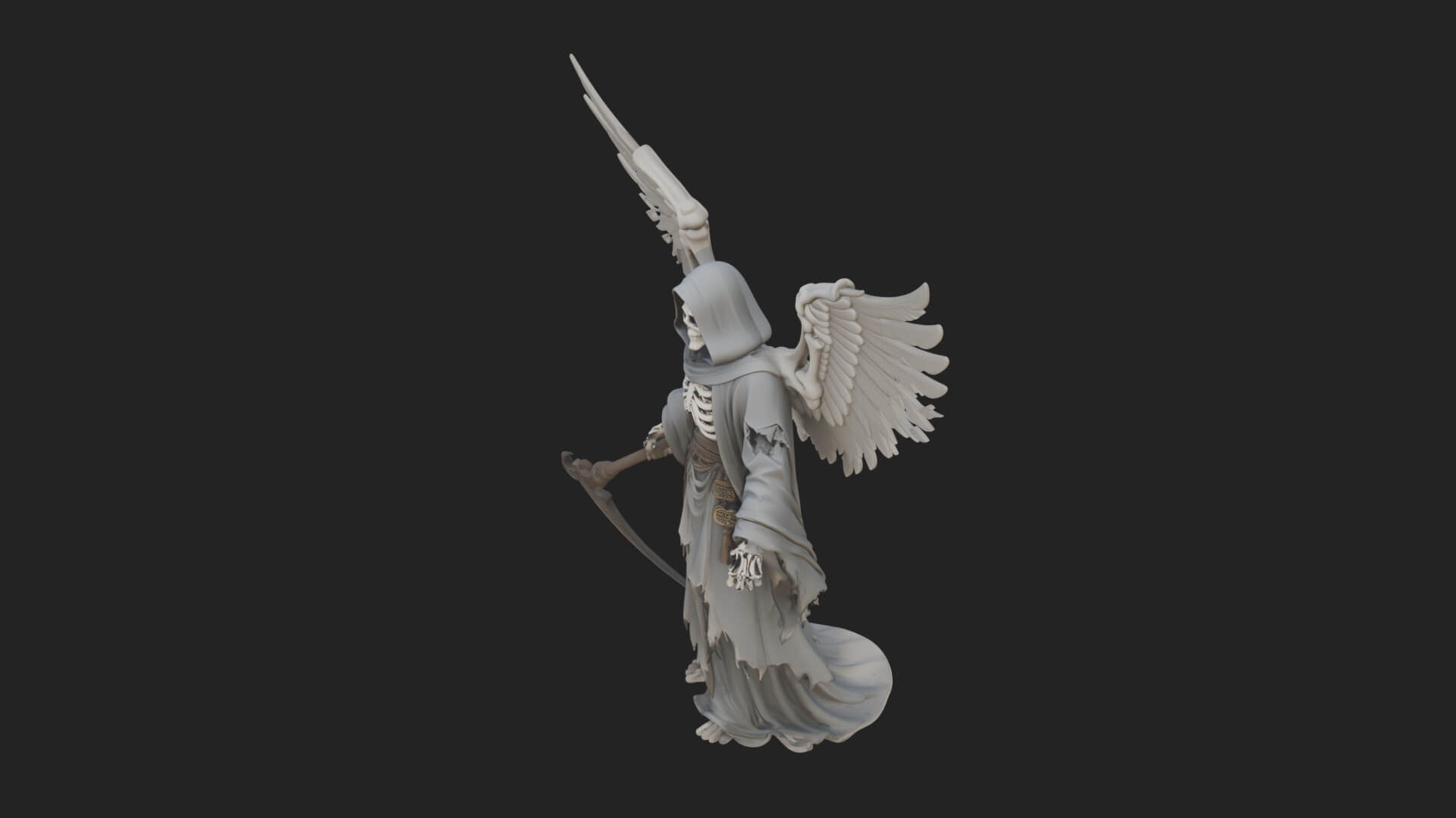 Winged Skeleton Reaper Statue Design 4 3D Print Model 3D Model