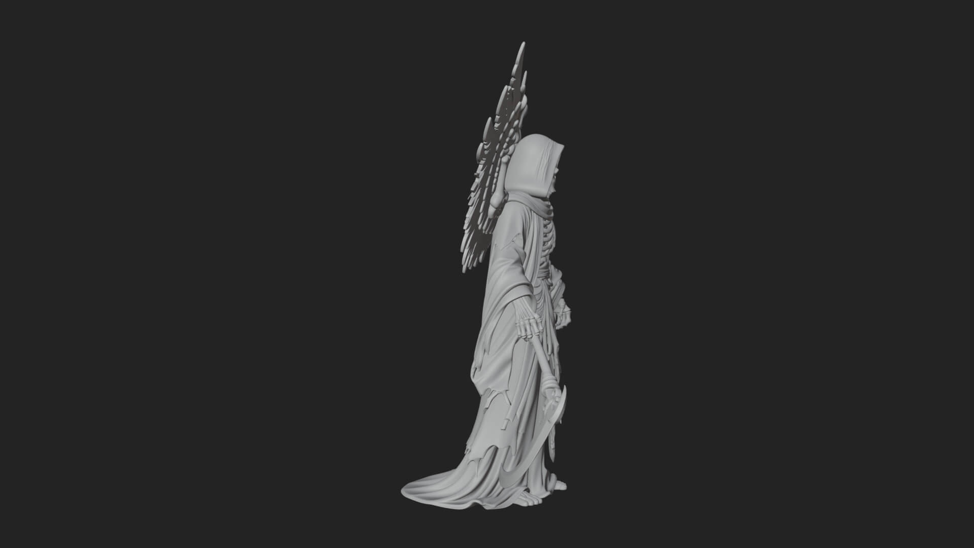 Winged Skeleton Reaper Statue Design 4 3D Print Model 3D Model