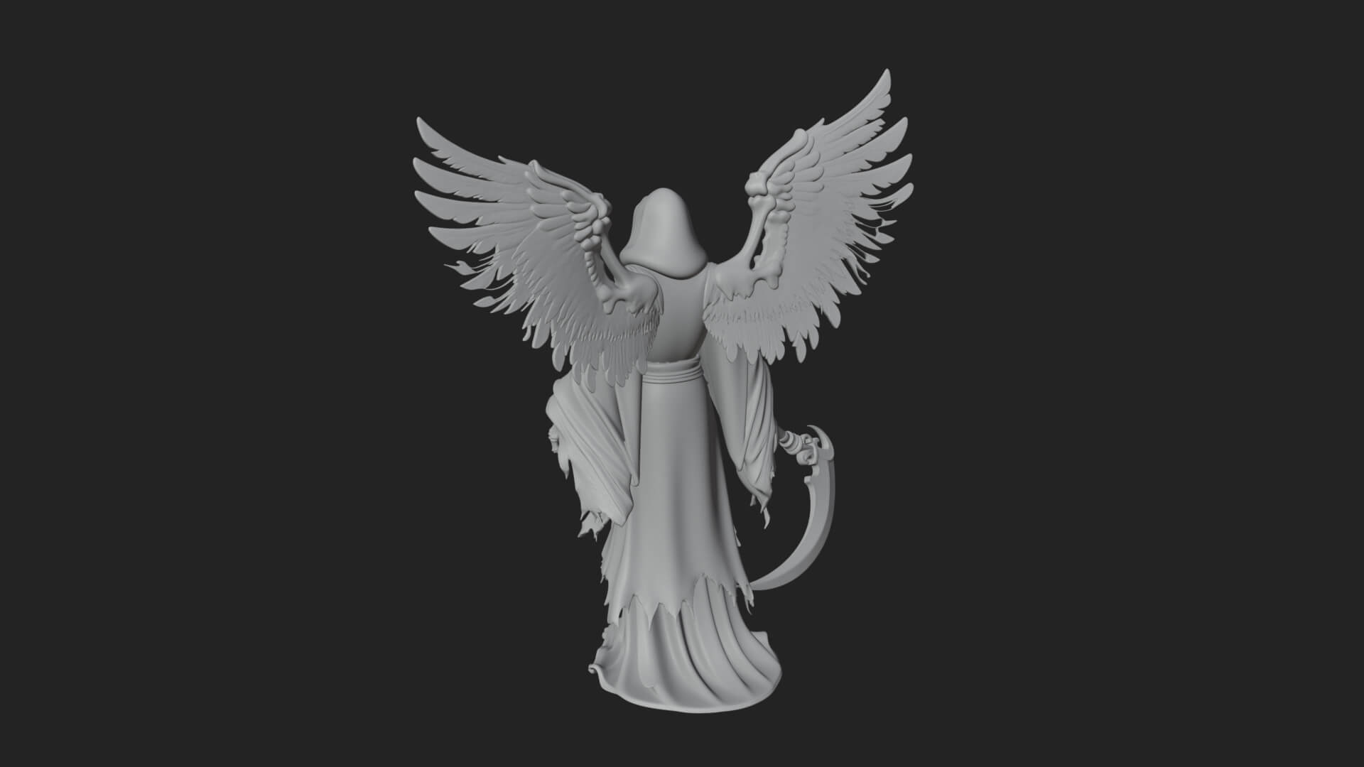 Winged Skeleton Reaper Statue Design 4 3D Print Model 3D Model