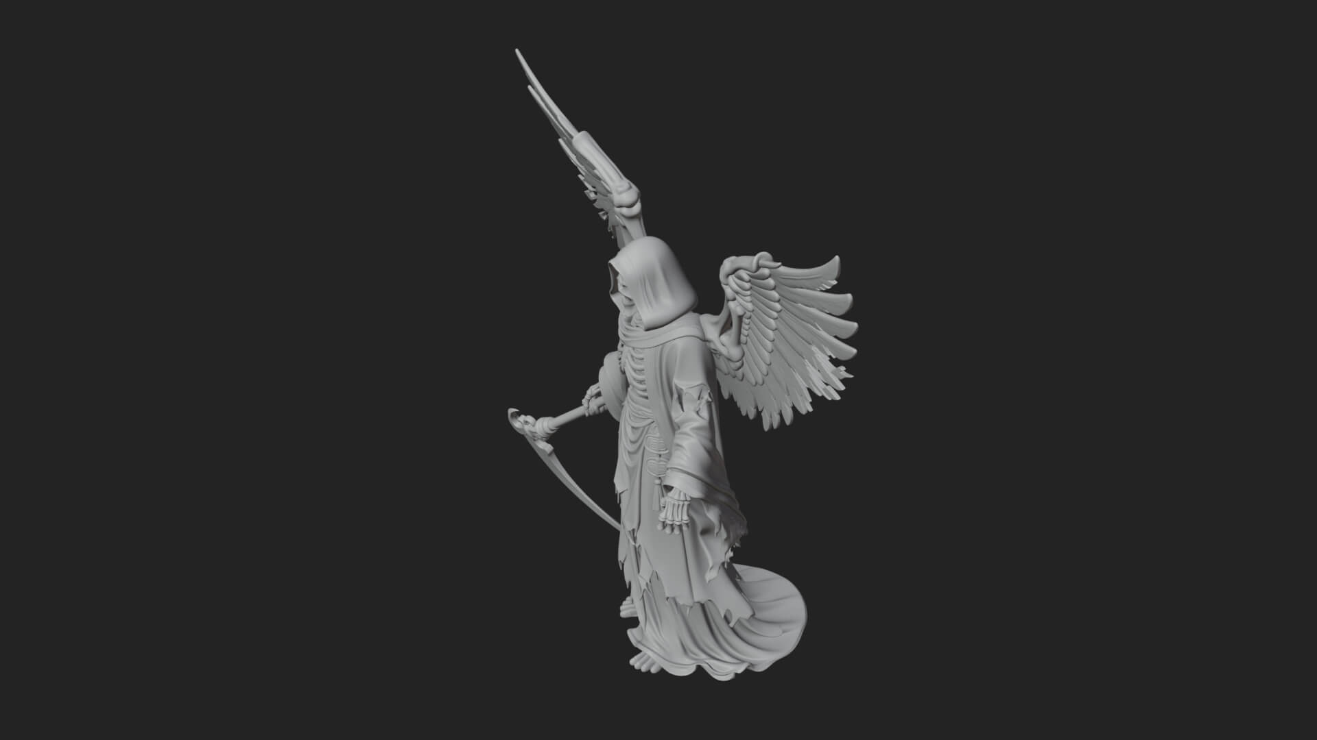 Winged Skeleton Reaper Statue Design 4 3D Print Model 3D Model