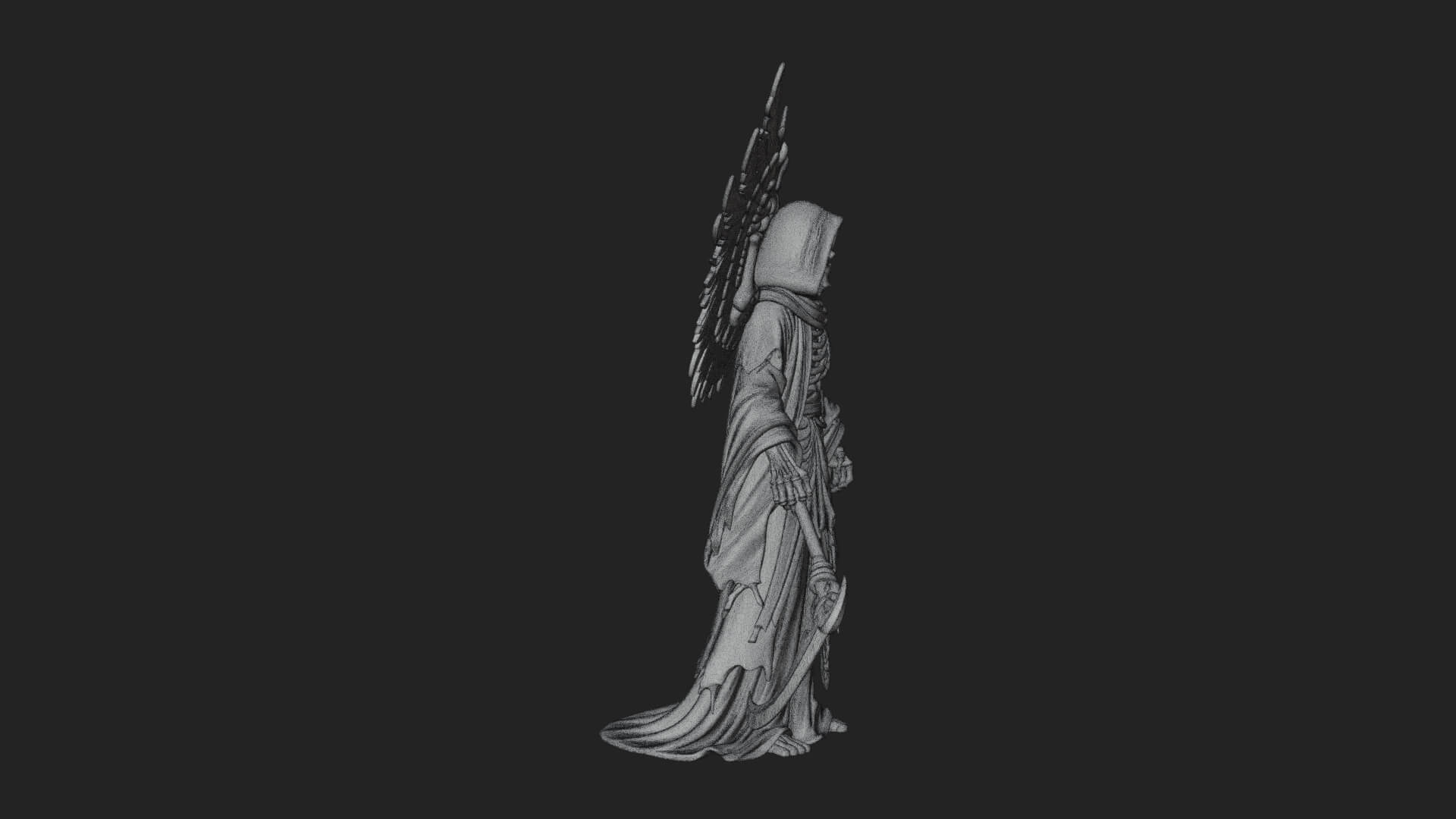 Winged Skeleton Reaper Statue Design 4 3D Print Model 3D Model