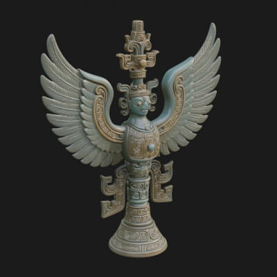 Winged Totem Ornament Design 1 3D Print Model