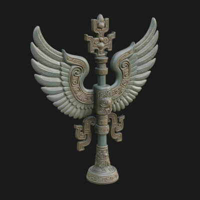 Winged Totem Ornament Design 2 3D Print Model