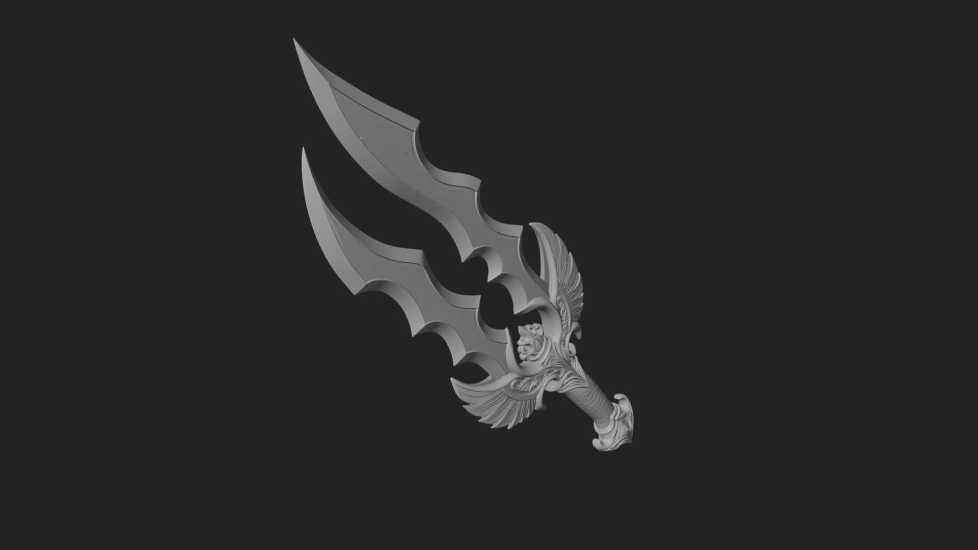 Winged Triple Blade Sword Model Design 1 3D Print Model 3D Model