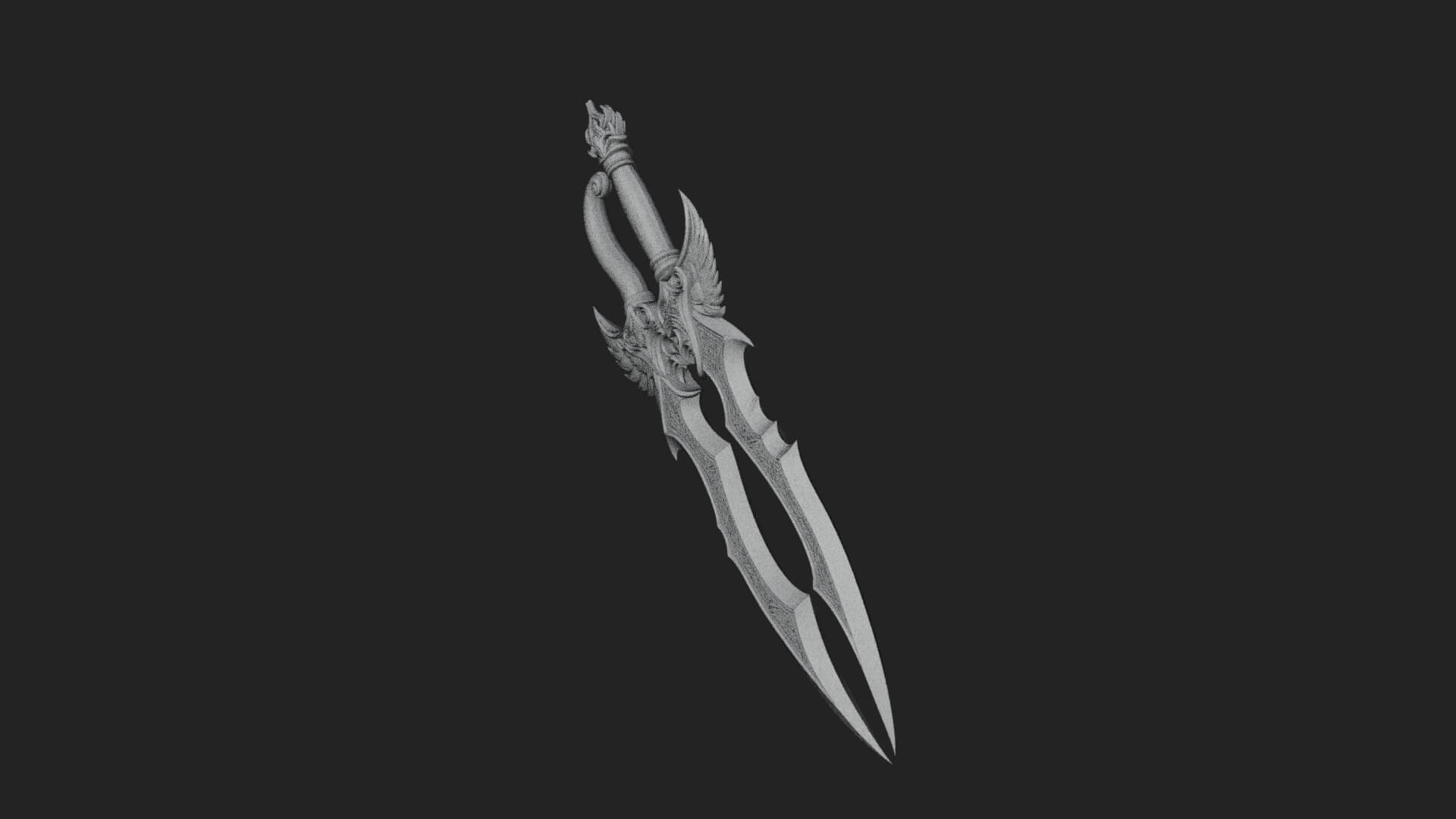 Winged Triple Blade Sword Model Design 3 3D Print Model 3D Model