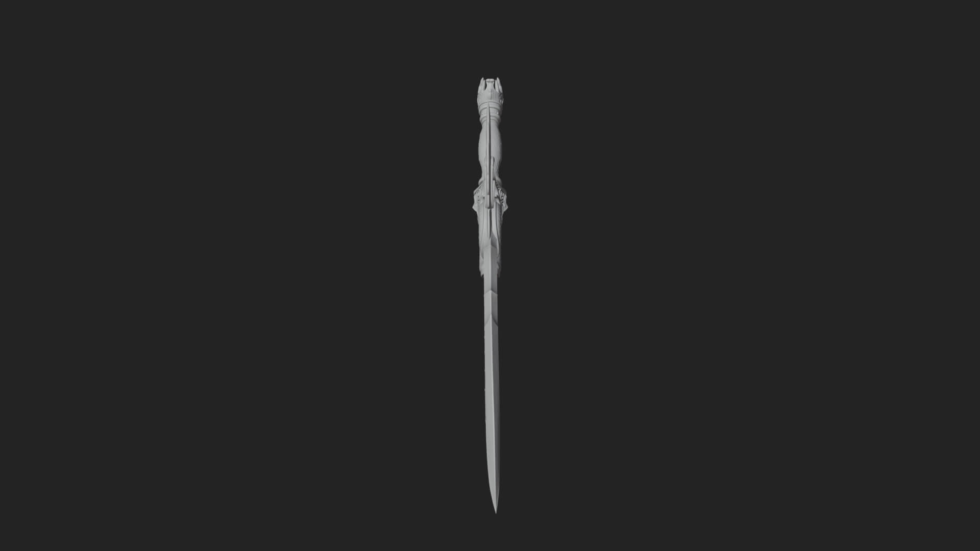 Winged Triple Blade Sword Model Design 4 3D Print Model 3D Model