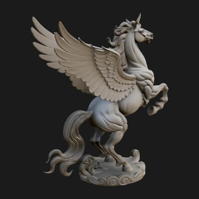 Winged Unicorn Statue Design 1 3D Print Model