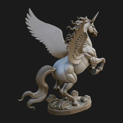 Winged Unicorn Statue Design 2 3D Print Model
